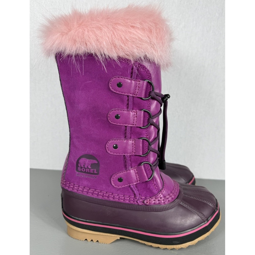 Sorel Joan of Arctic Girls Tall Suede Waterproof Boots Pink Faux Fur‎ US Size 1 - Picture 4 of 9